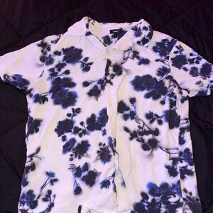 Express Blue Floral Casual Shirt